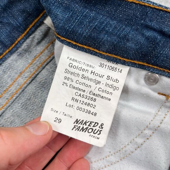 Naked & Famous Jeans Mens 29 (28 x 29) Golden Hour Slub Stretch Selvedge Denim - Picture 13 of 16